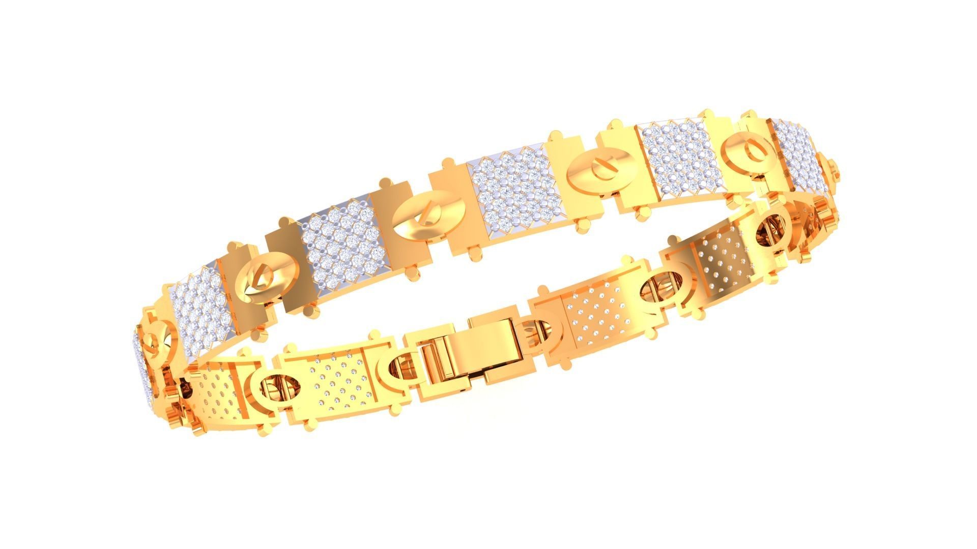 Chain Style Screw Head Unisex Diamond Bracelet 3dm 3D print model_5