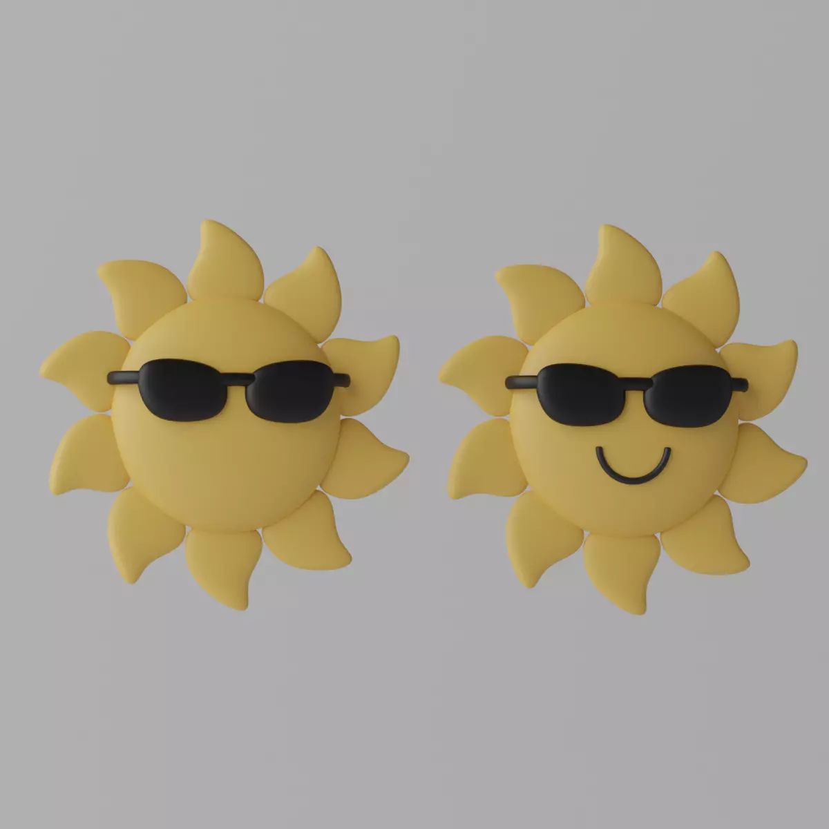 Cartoon Sun With Sunglasses 3D model