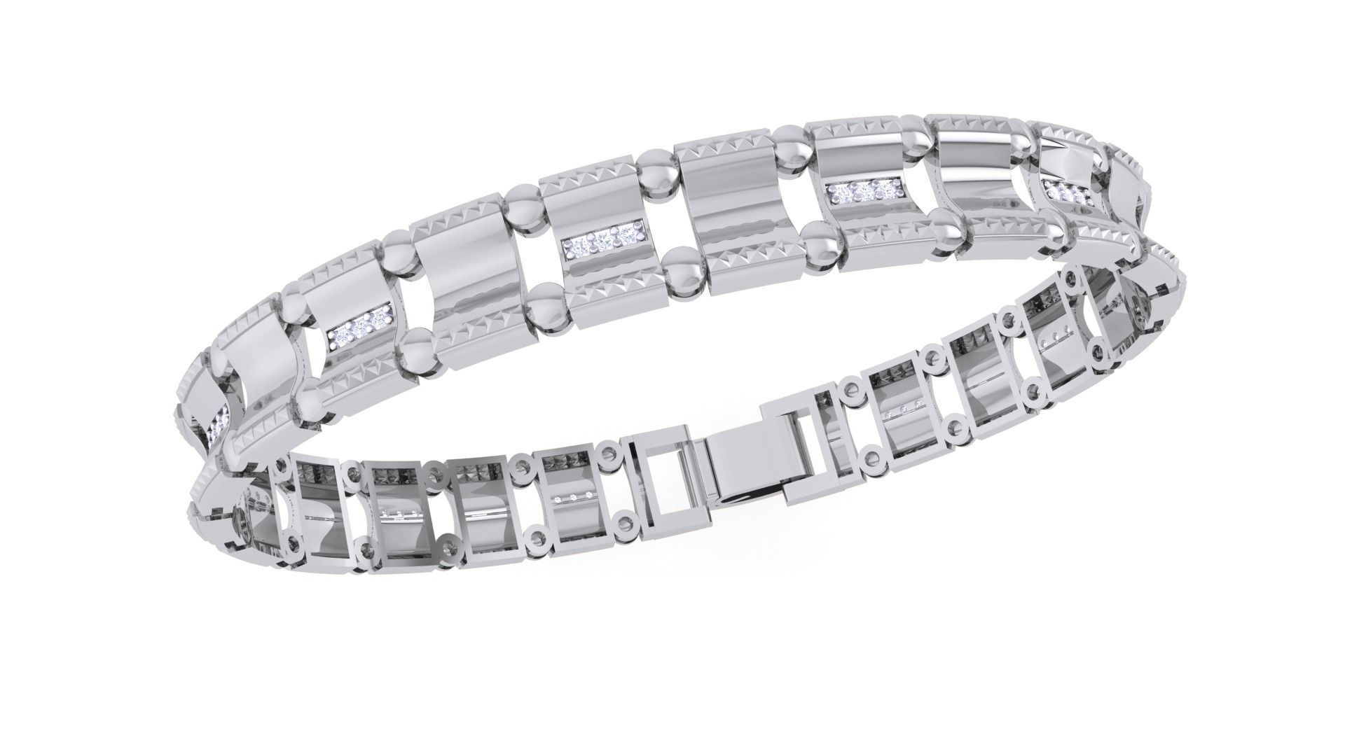 Chain Style Unisex Diamond Bracelet 3dm renders 3D print model_7