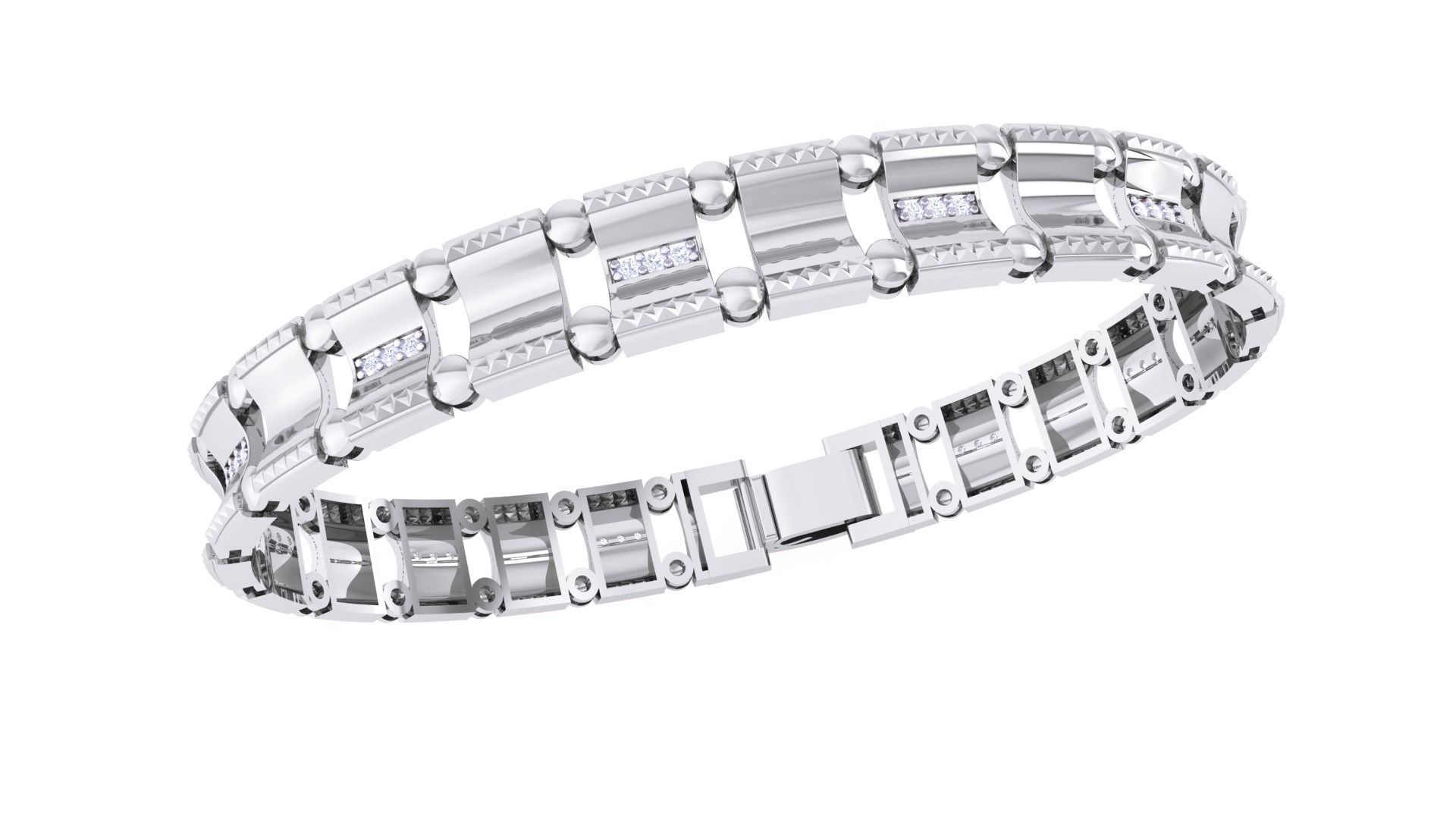 Chain Style Unisex Diamond Bracelet 3dm renders 3D print model_4