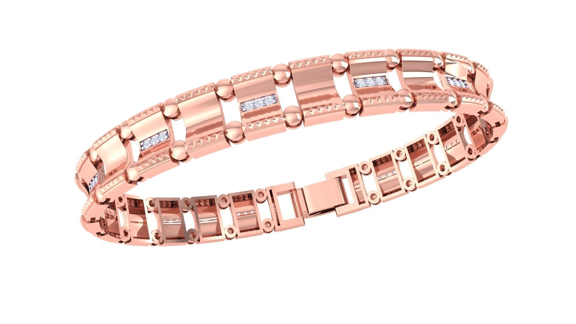 Chain Style Unisex Diamond Bracelet 3dm renders 3D print model_3