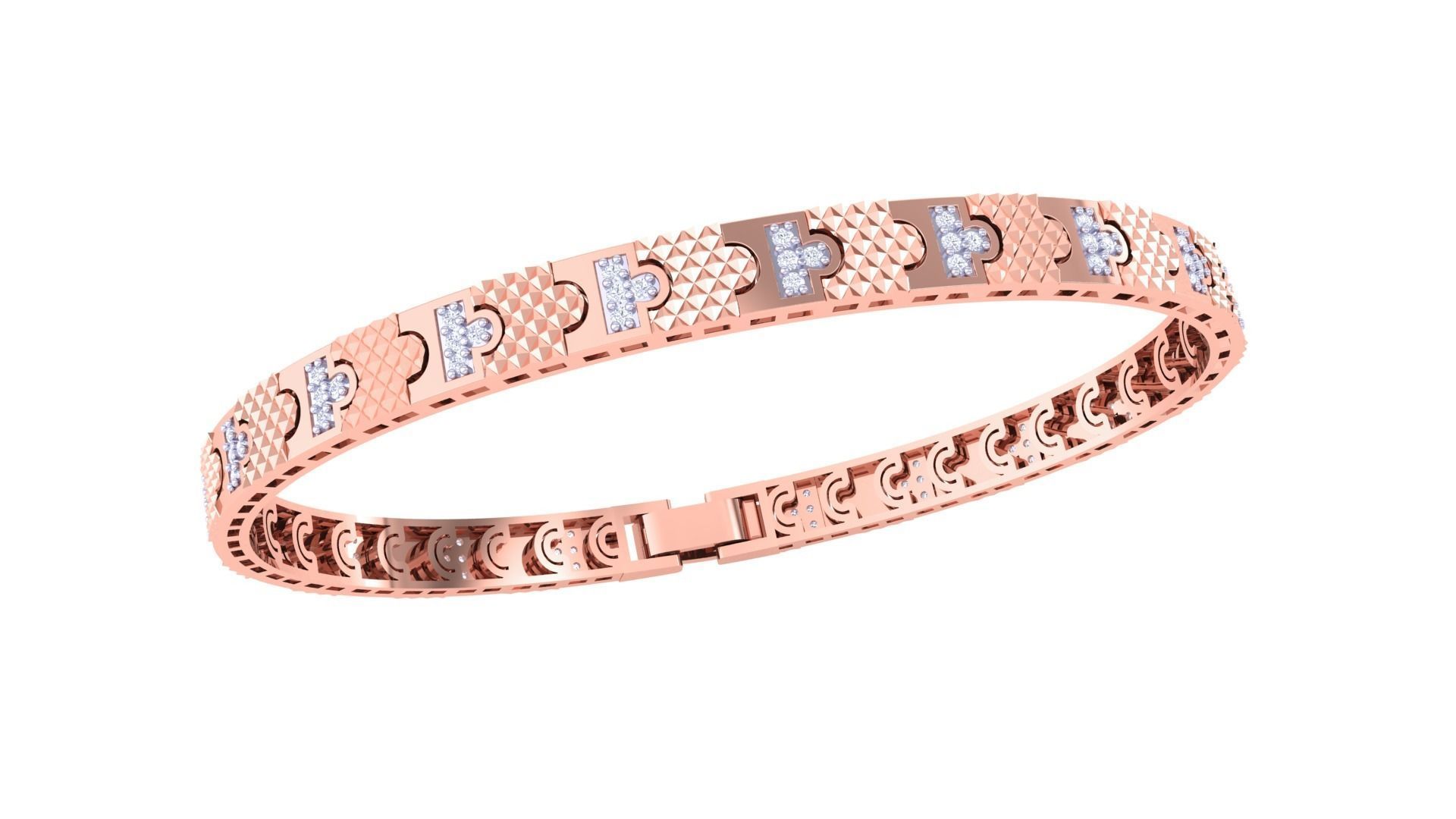 Chain Style Unisex Diamond Bracelet 3dm renders 3D print model_4