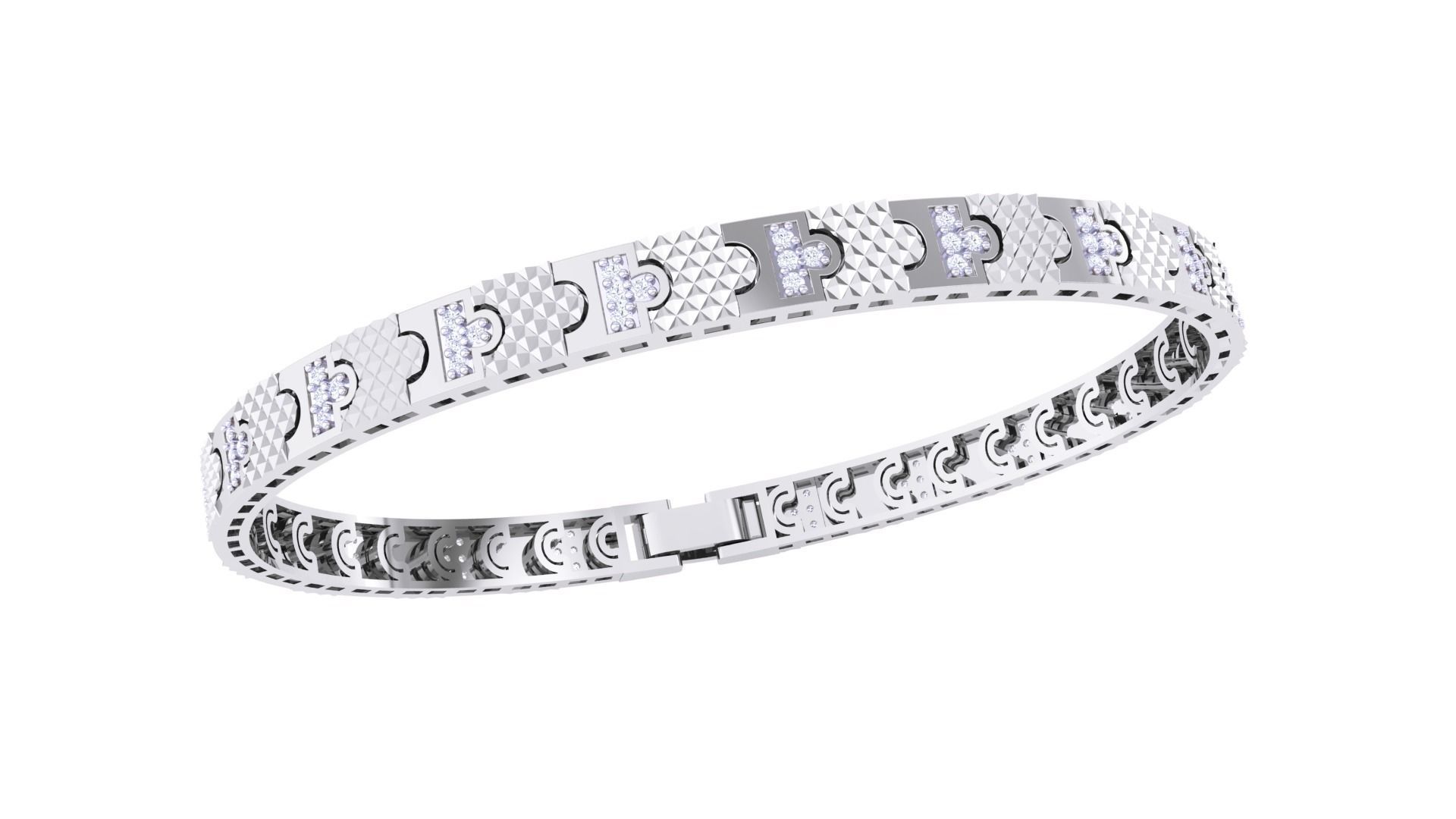 Chain Style Unisex Diamond Bracelet 3dm renders 3D print model_5