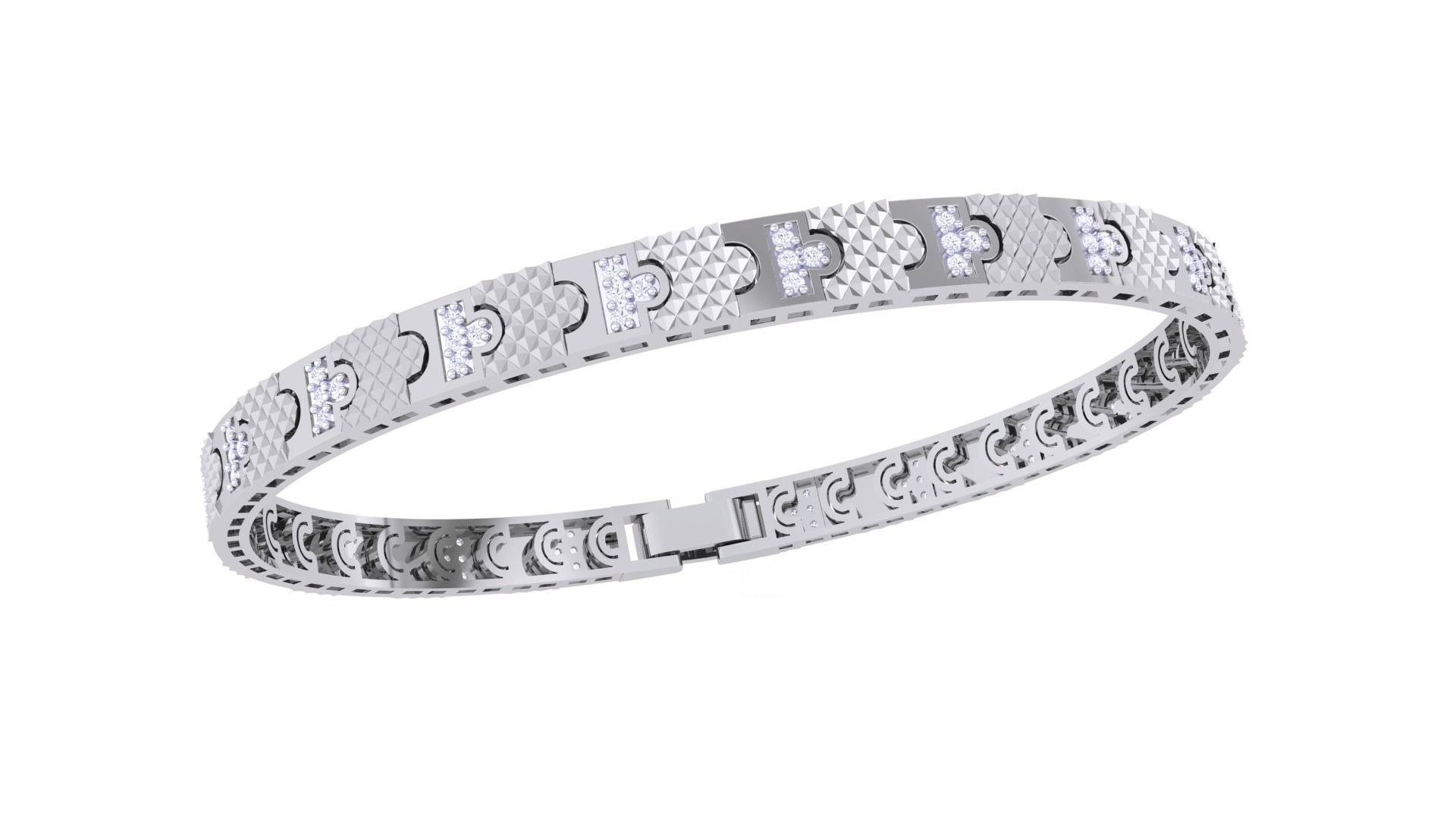 Chain Style Unisex Diamond Bracelet 3dm renders 3D print model_7