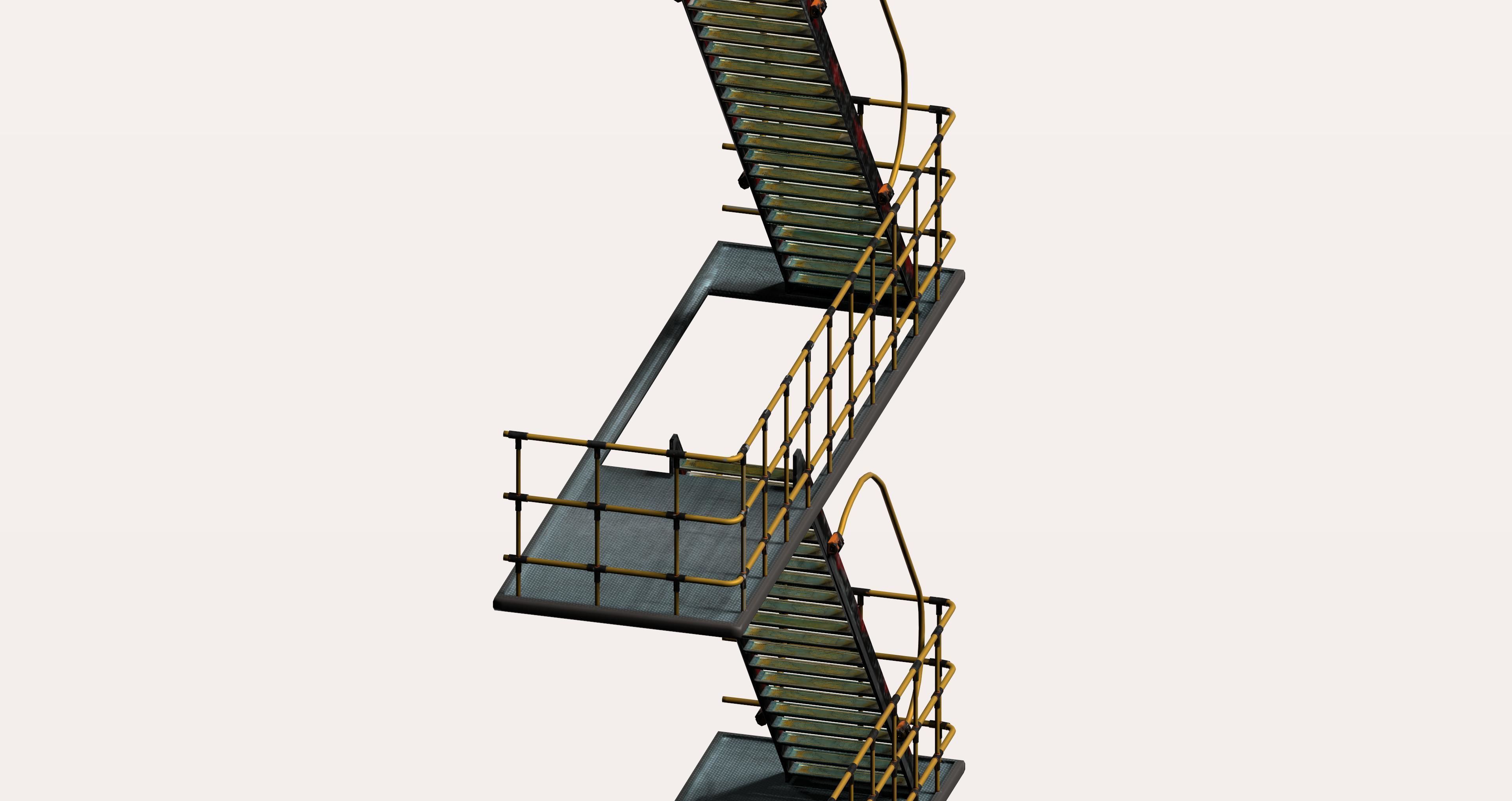 Sci-fi Industrial style stair platform Low-poly 3D model_4