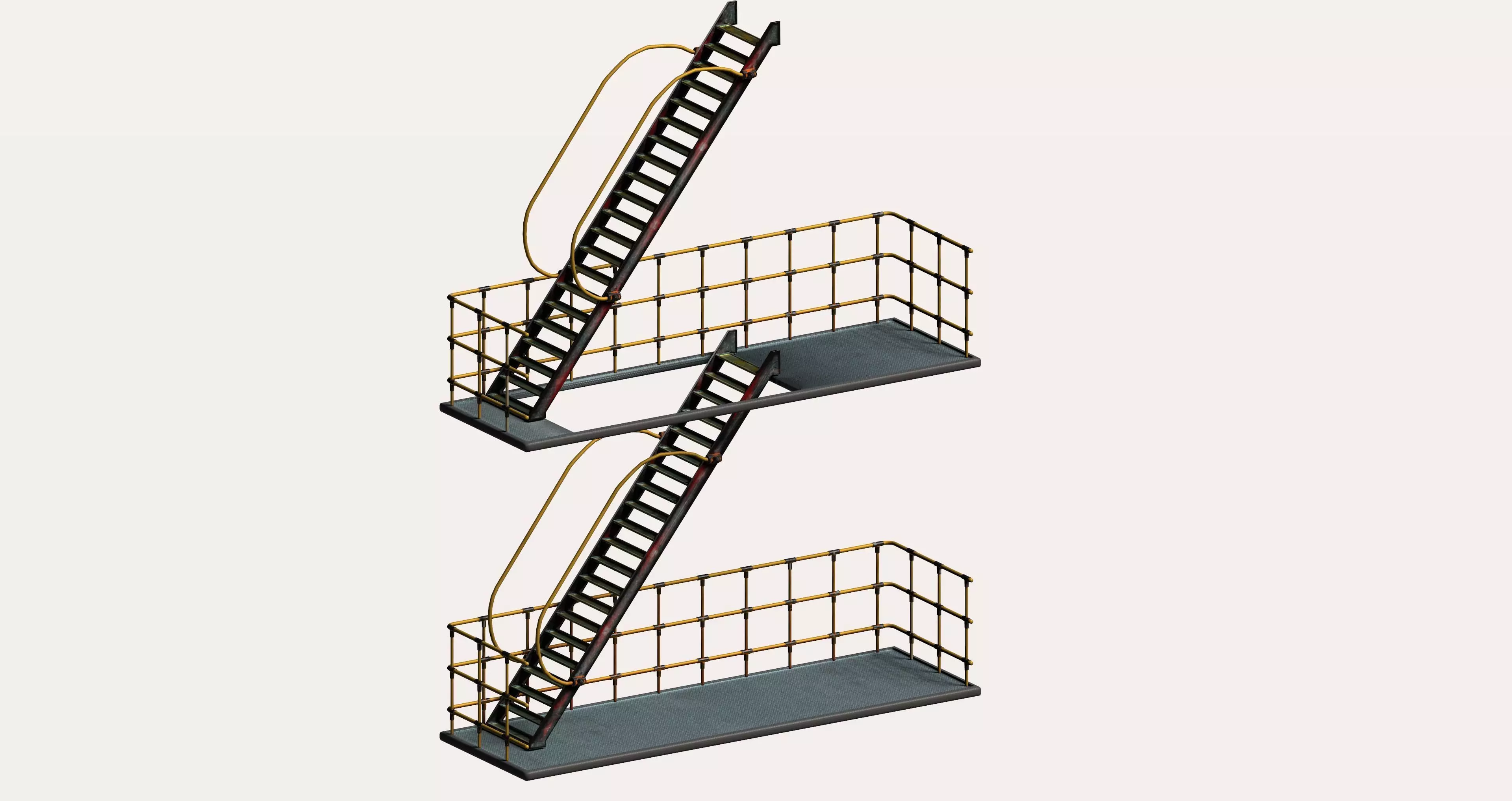 Sci-fi Industrial style stair platform Low-poly 3D model_0
