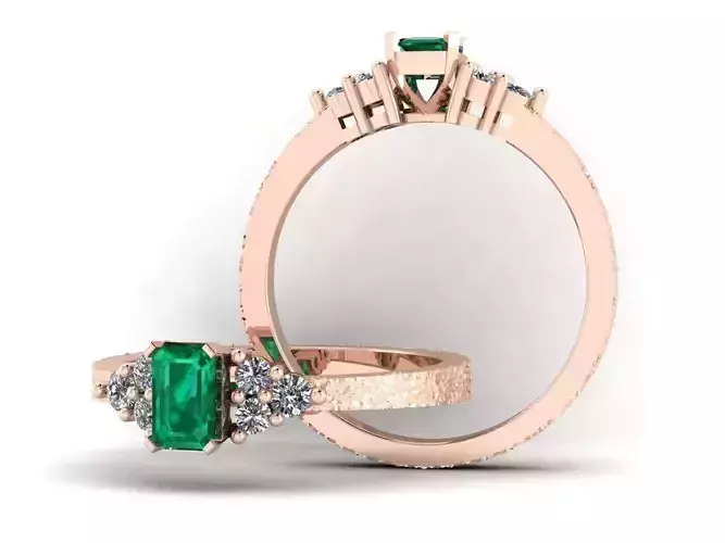Emerald With Diamond Ring