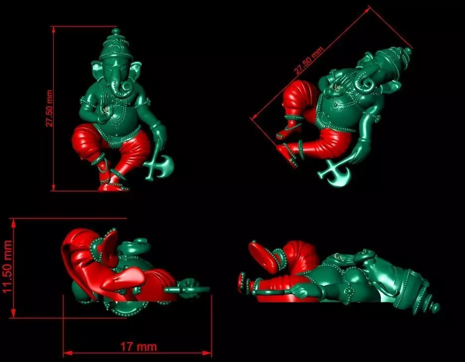 Ganesha  Pendant Murthi Pendant 3D Model  3D print model_0