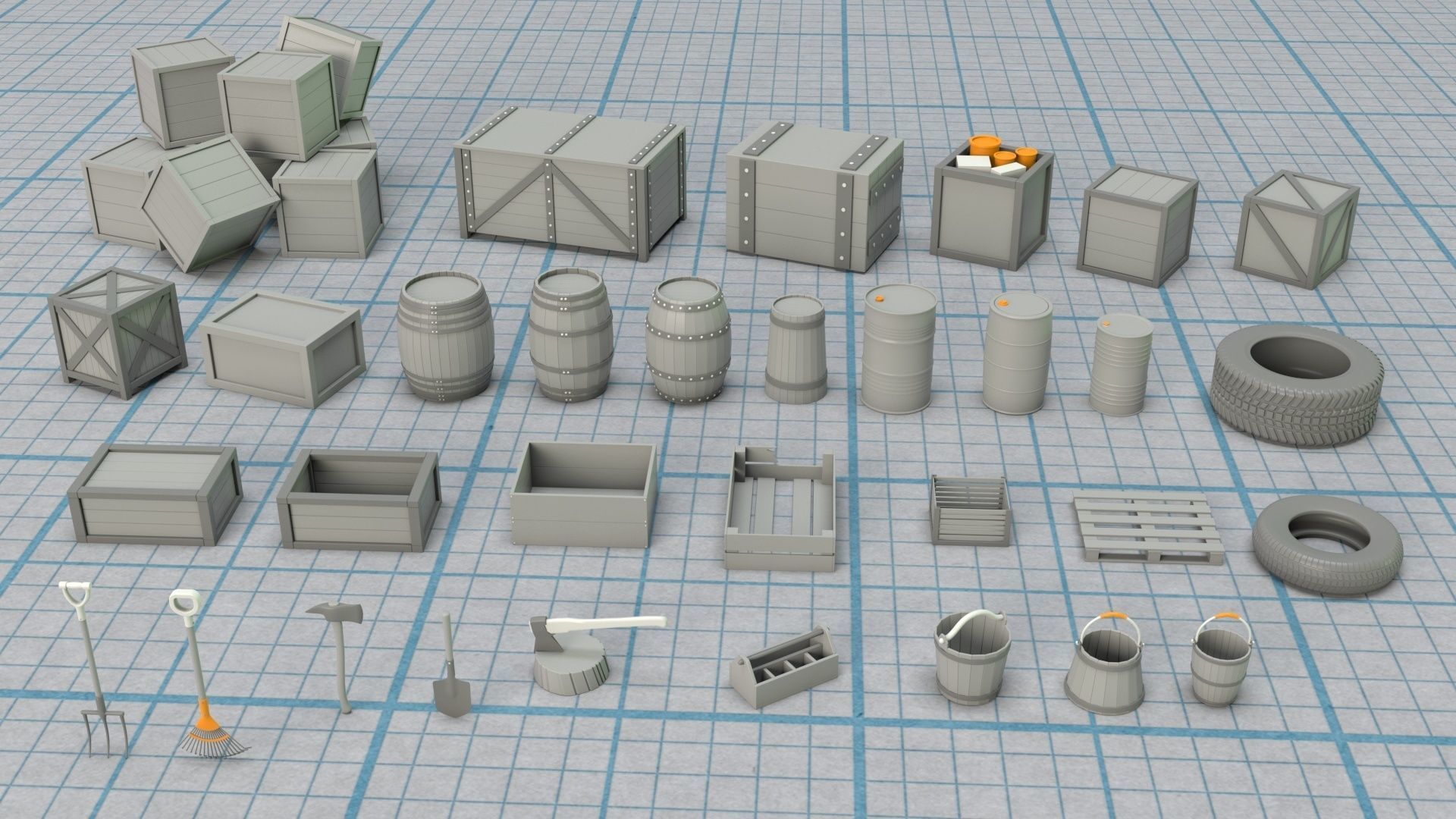 Environment Props - Collection 1 - 122 pieces  3D model_16