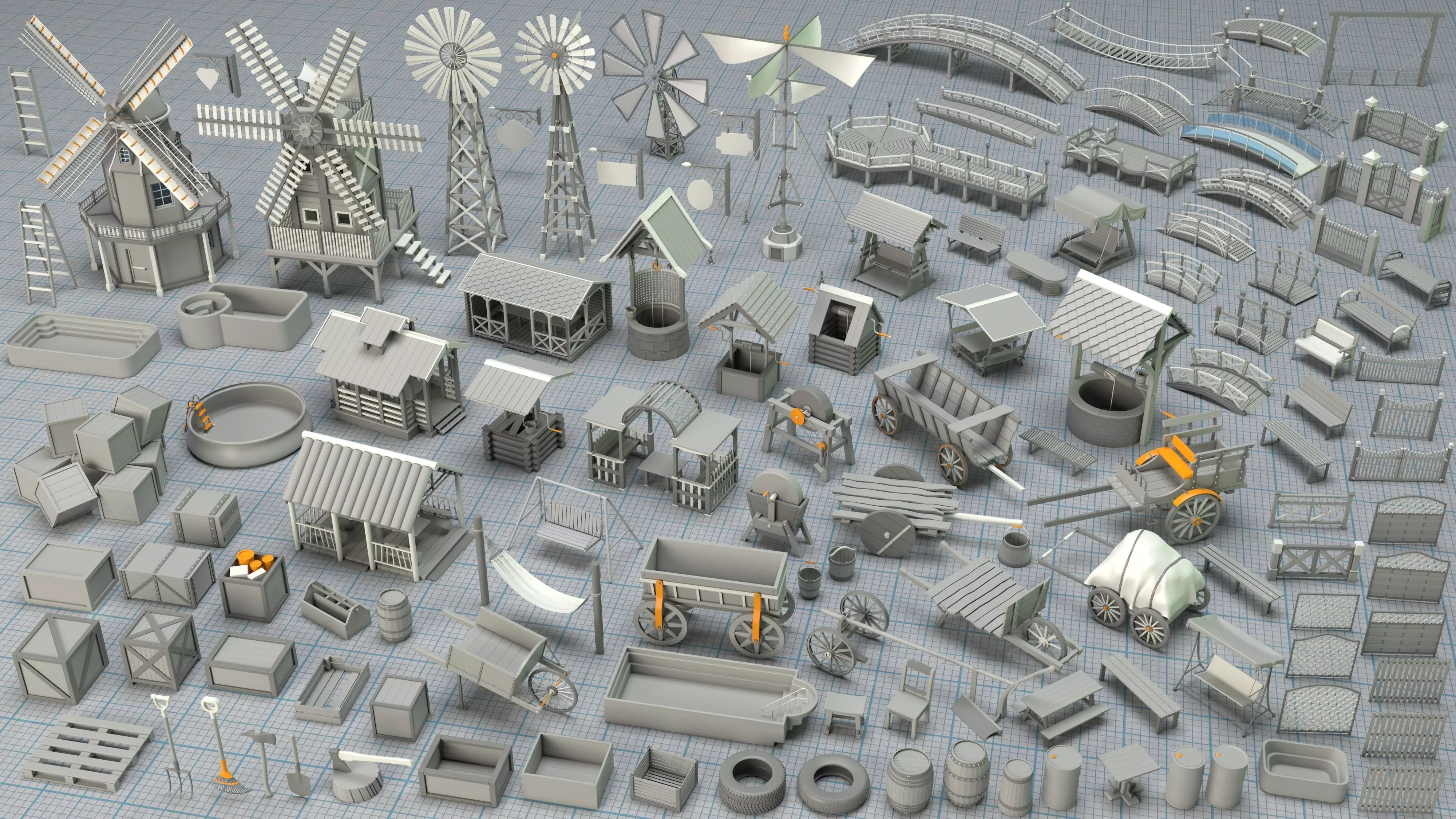 Environment Props - Collection 1 - 122 pieces  3D model_0