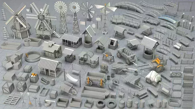 Environment Props - Collection 1 - 122 pieces 