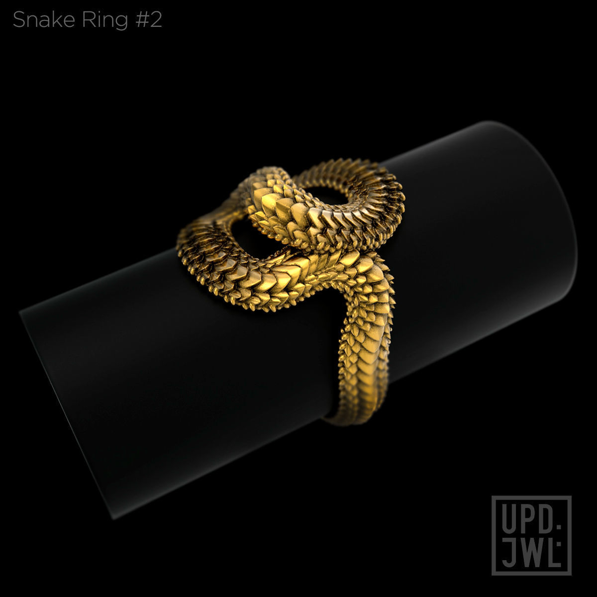 Snake Ring -2 serpent scales gold silver 3D print model_4