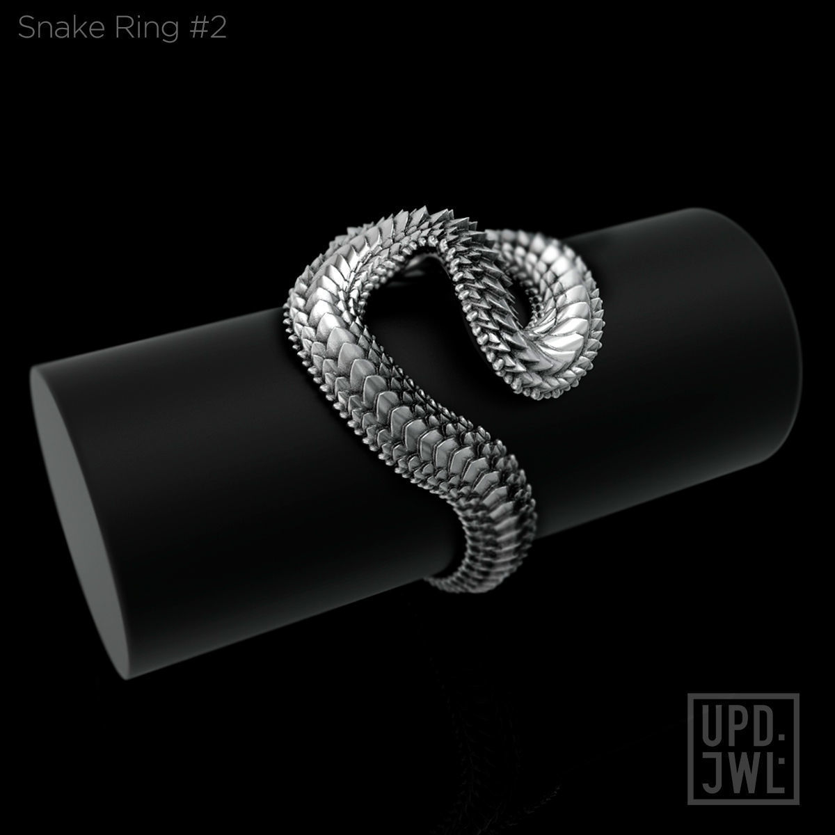 Snake Ring -2 serpent scales gold silver 3D print model_2