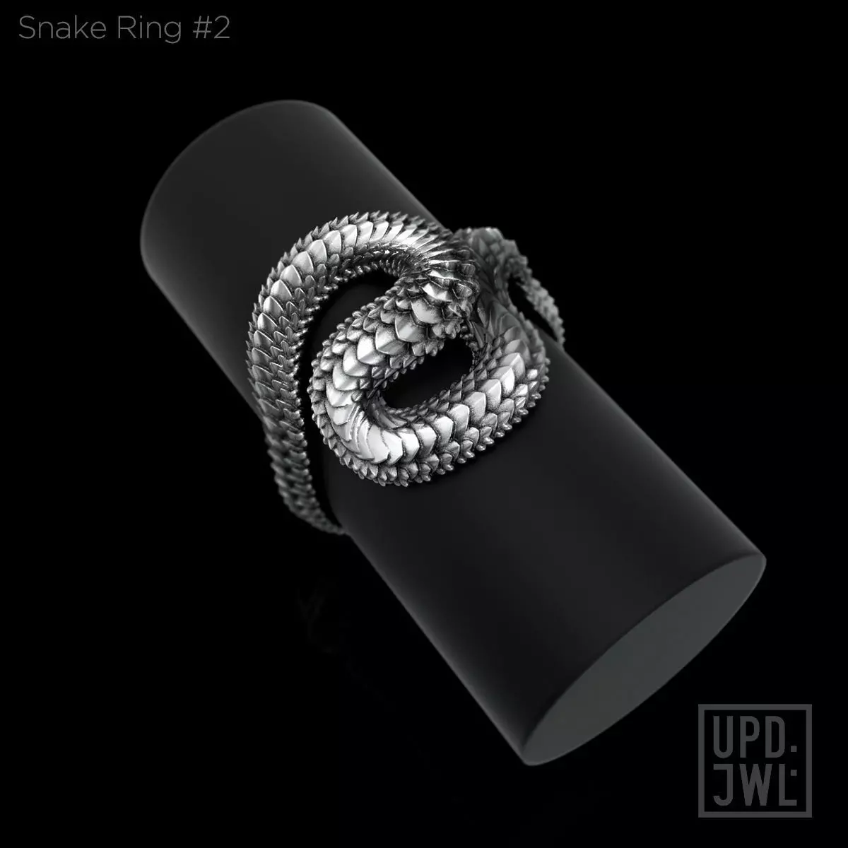 Snake Ring -2 serpent scales gold silver 3D print model_0