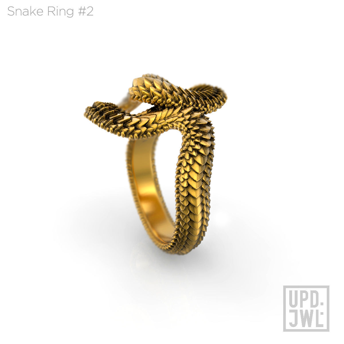 Snake Ring -2 serpent scales gold silver 3D print model_18