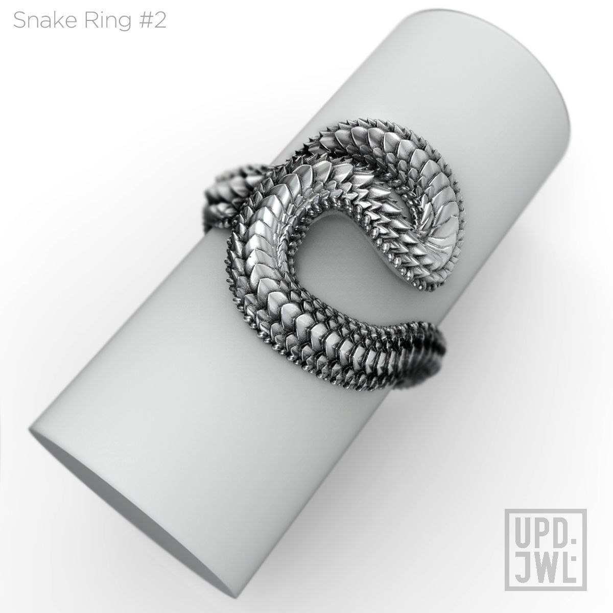 Snake Ring -2 serpent scales gold silver 3D print model_13