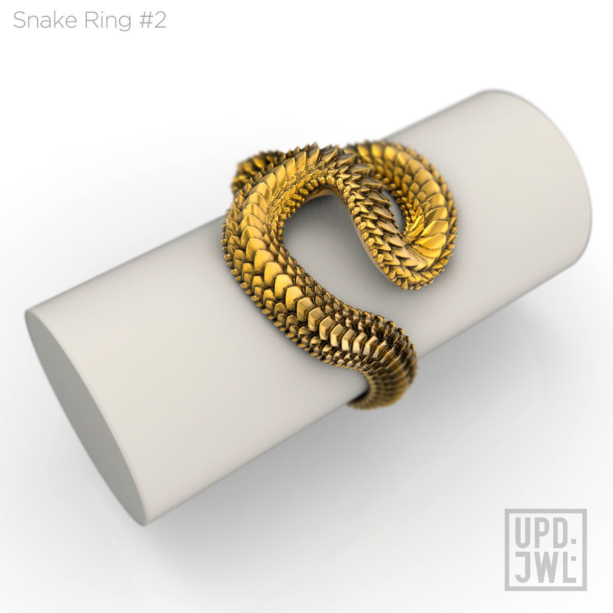 Snake Ring -2 serpent scales gold silver 3D print model_15