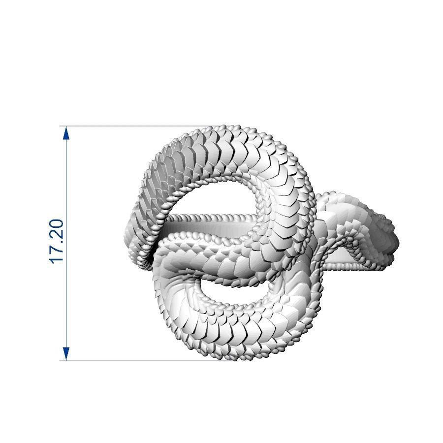 Snake Ring -2 serpent scales gold silver 3D print model_21