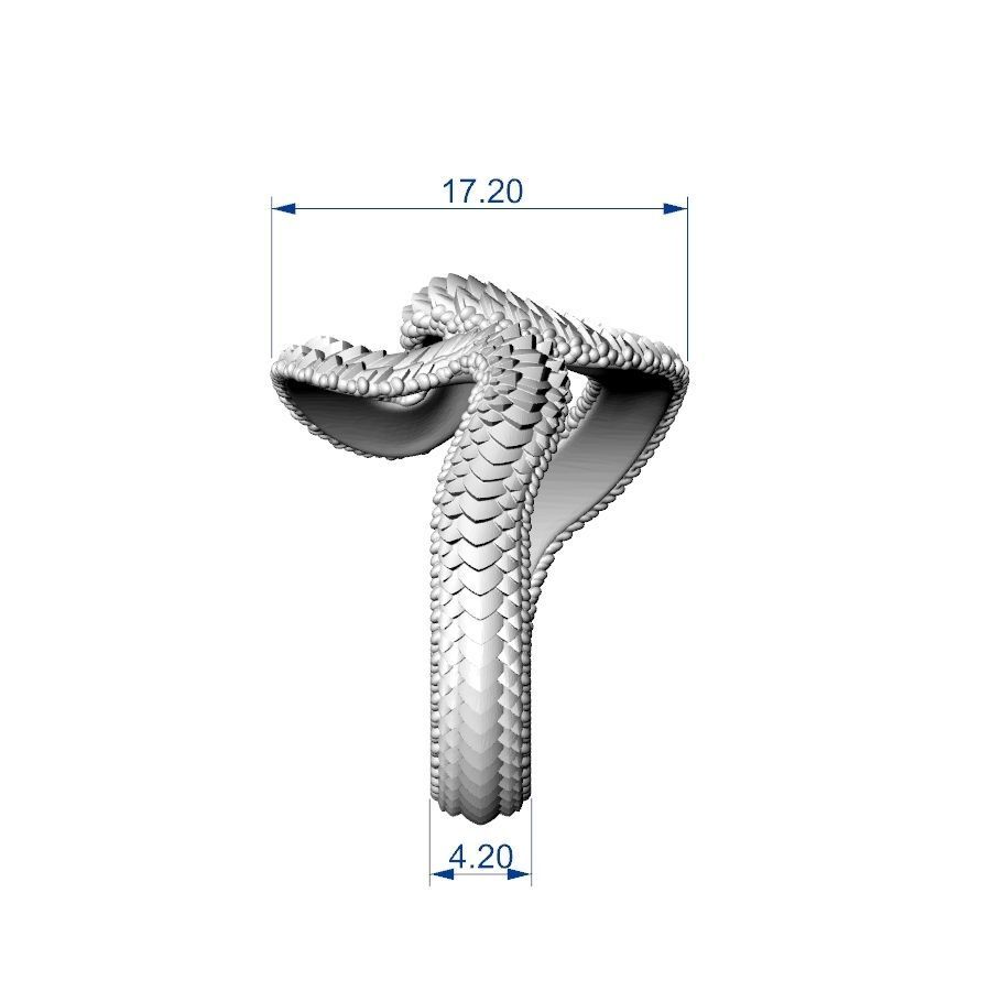 Snake Ring -2 serpent scales gold silver 3D print model_23