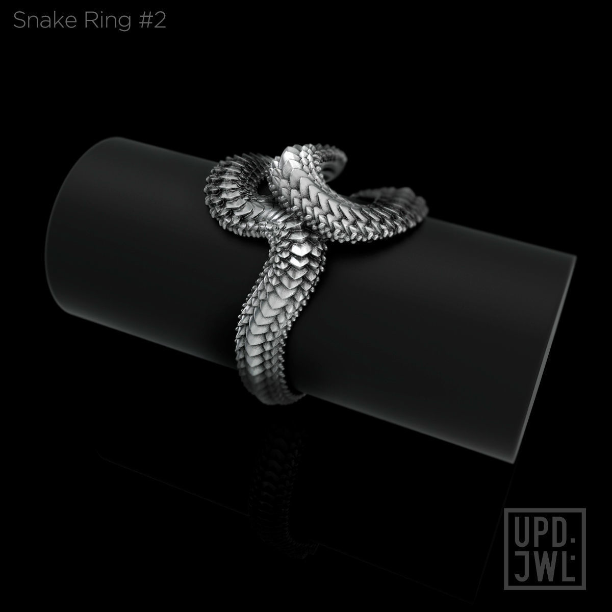 Snake Ring -2 serpent scales gold silver 3D print model_1
