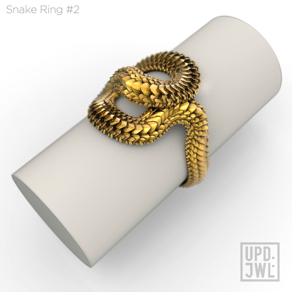 Snake Ring -2 serpent scales gold silver 3D print model_16