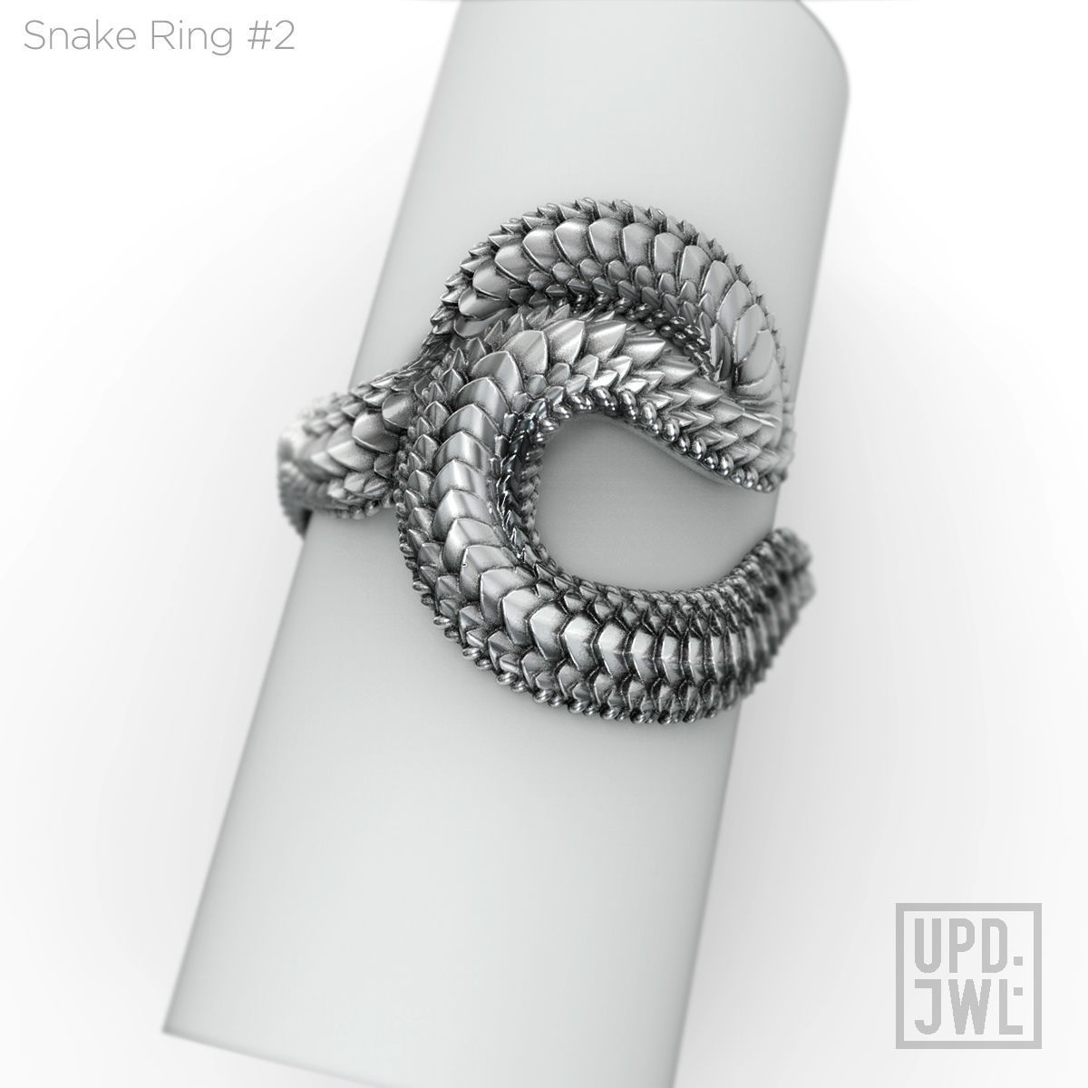 Snake Ring -2 serpent scales gold silver 3D print model_11