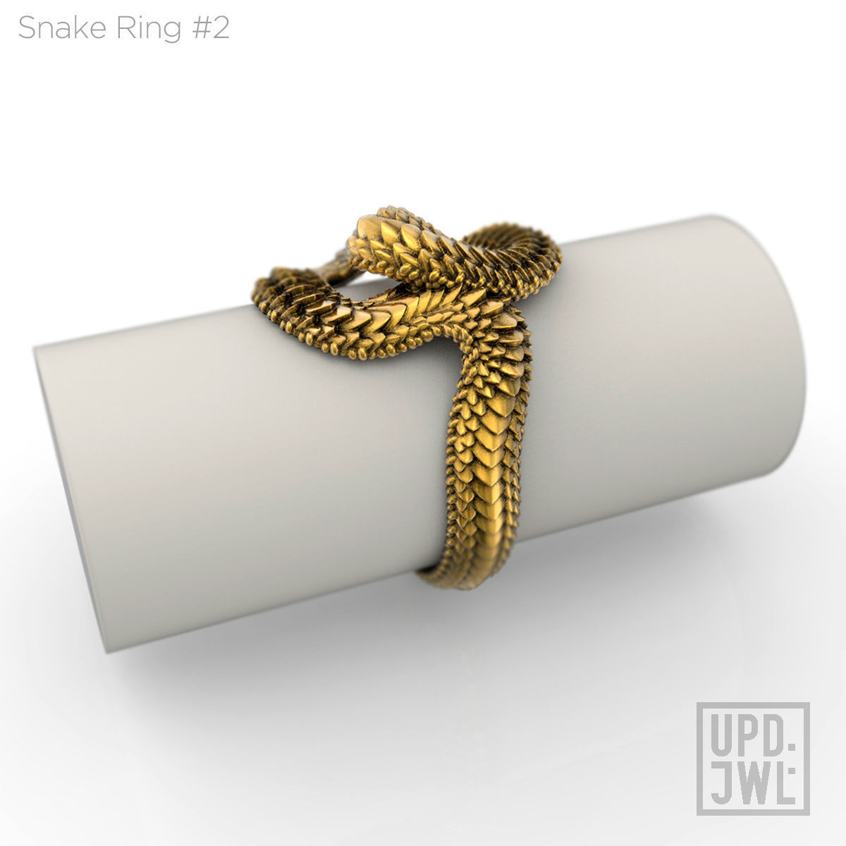 Snake Ring -2 serpent scales gold silver 3D print model_17