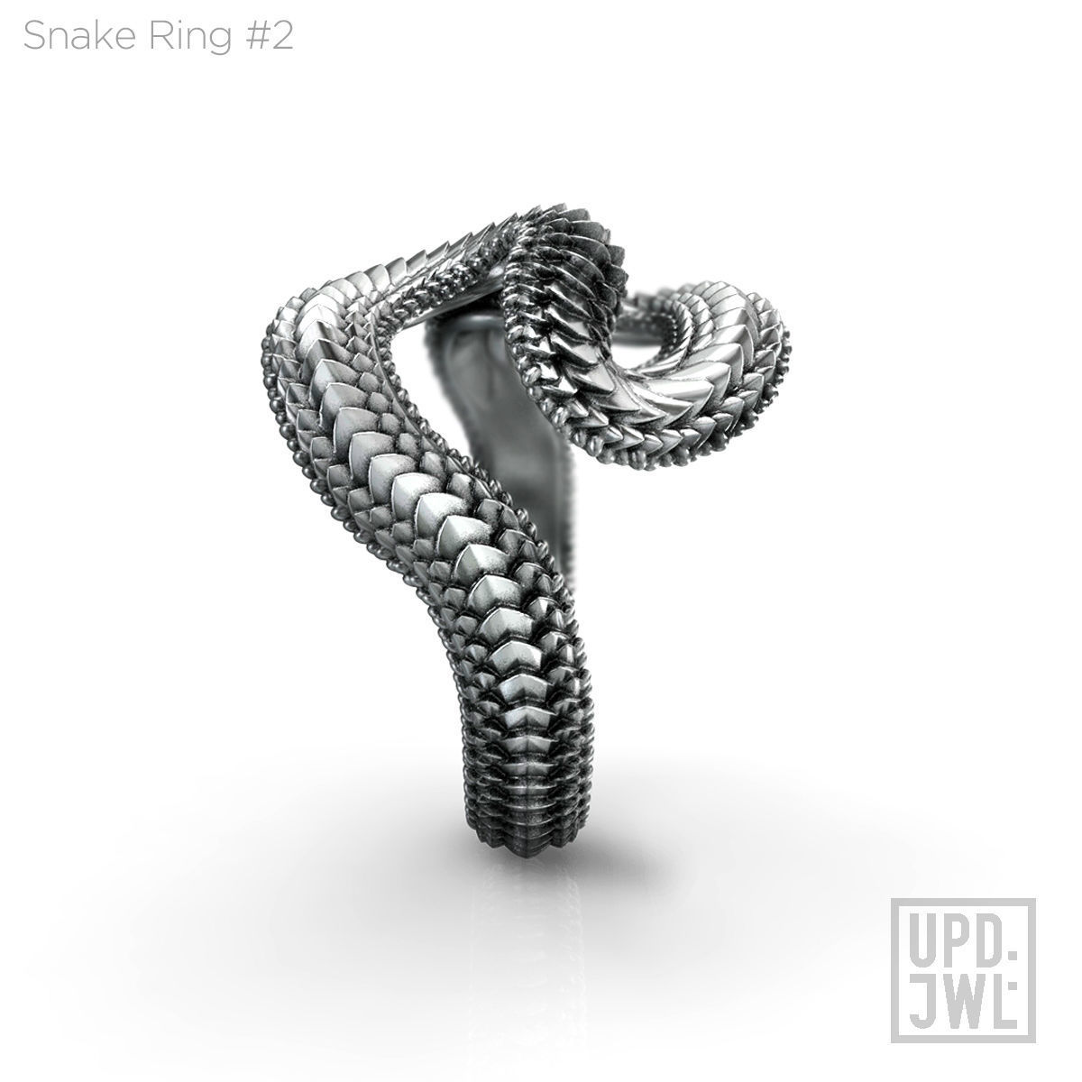 Snake Ring -2 serpent scales gold silver 3D print model_8