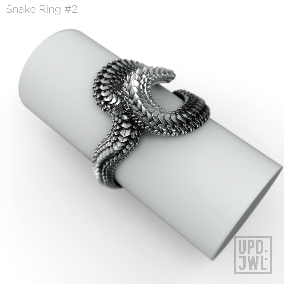 Snake Ring -2 serpent scales gold silver 3D print model_12