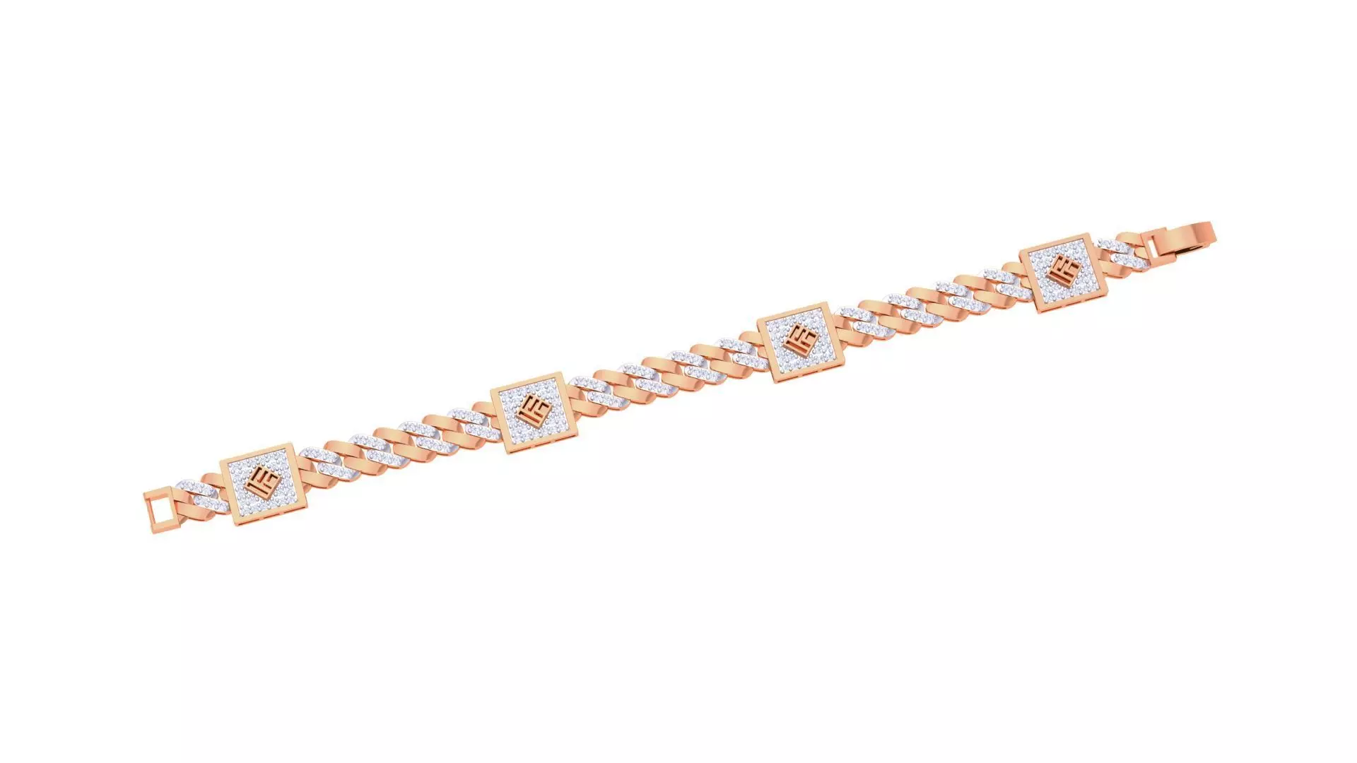 Cuban Chain Style Unisex Diamond Bracelet 3dm renders 3D print model