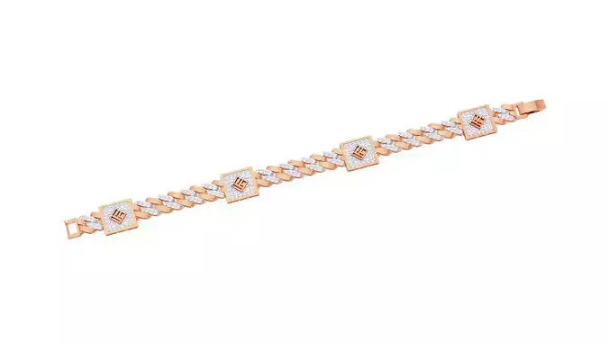 Cuban Chain Style Unisex Diamond Bracelet 3dm renders