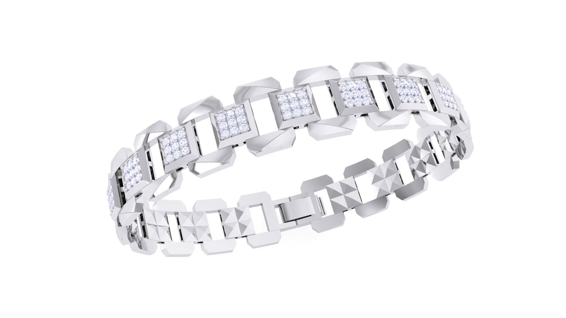 Chain Style Unisex Diamond Bracelet 3dm renders 3D print model_4