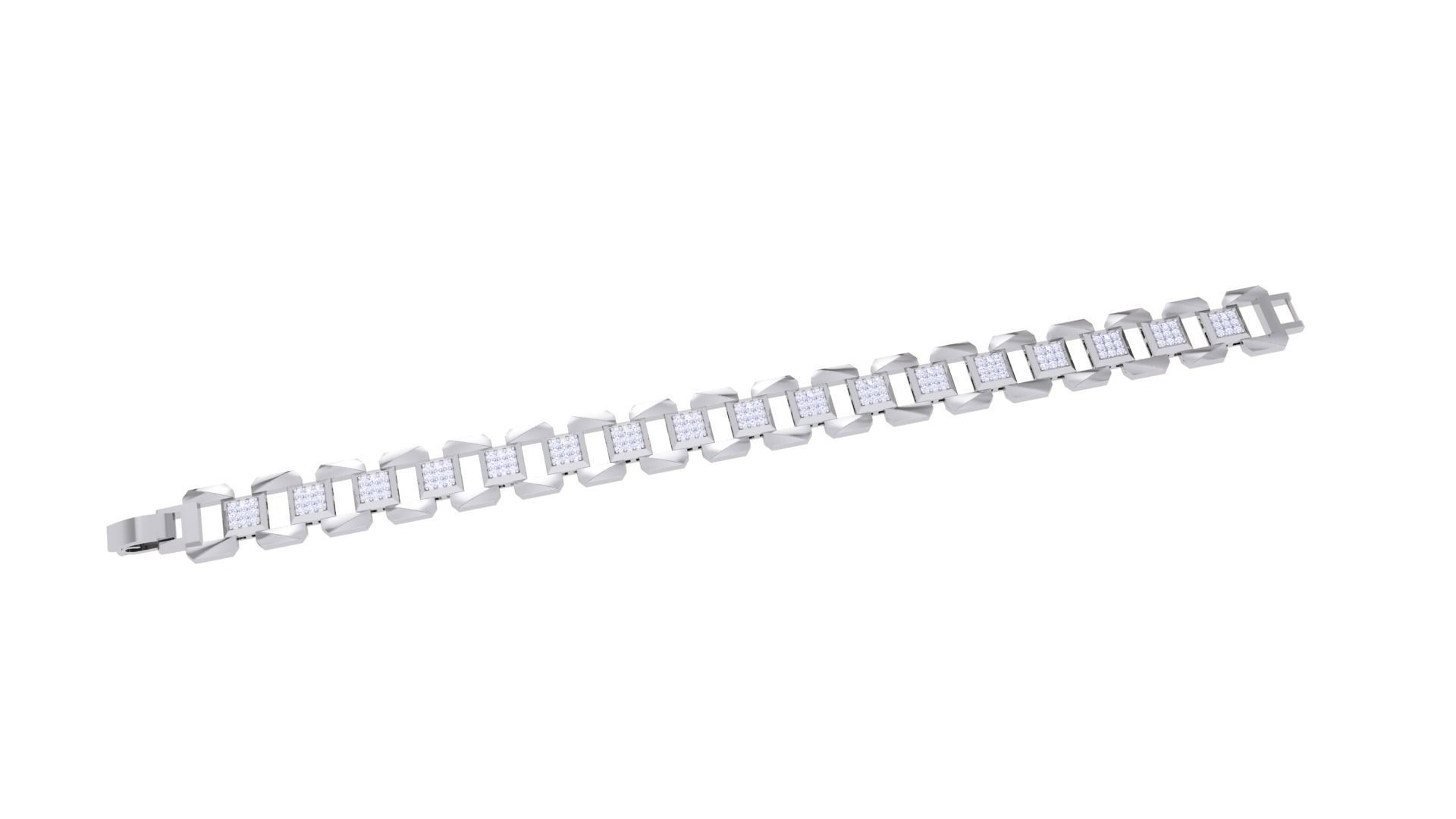Chain Style Unisex Diamond Bracelet 3dm renders 3D print model_2