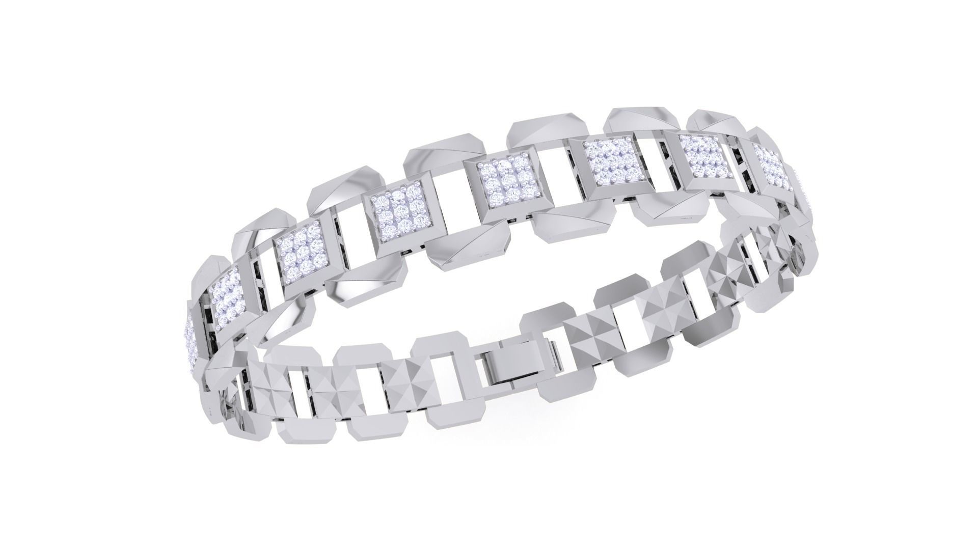 Chain Style Unisex Diamond Bracelet 3dm renders 3D print model_7
