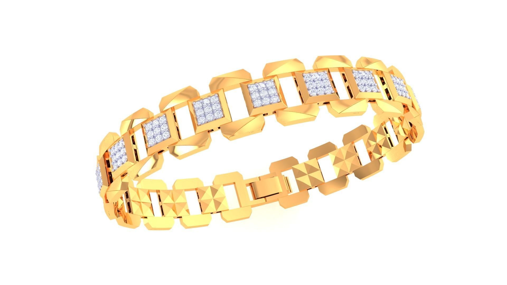 Chain Style Unisex Diamond Bracelet 3dm renders 3D print model_5