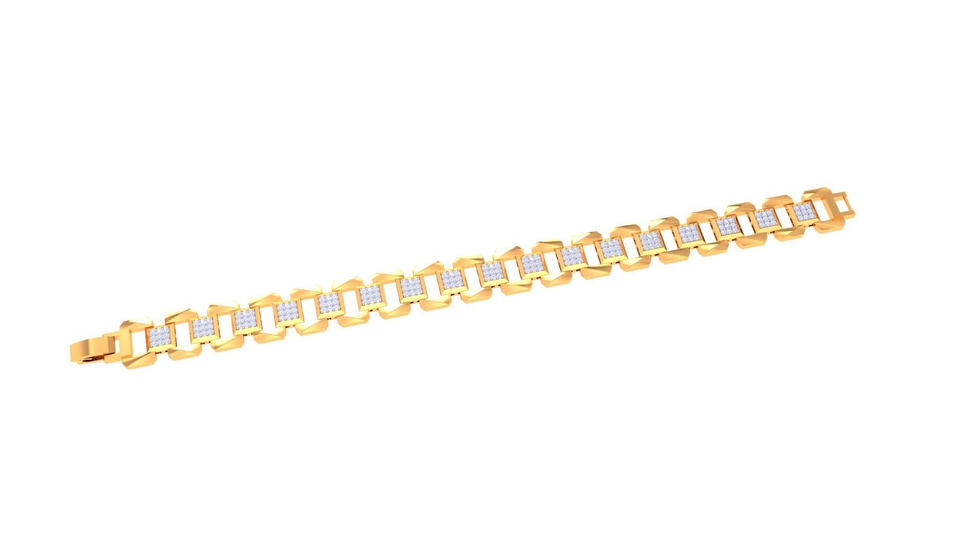 Chain Style Unisex Diamond Bracelet 3dm renders 3D print model_1