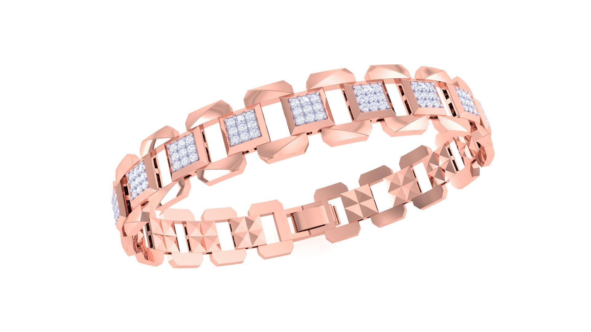 Chain Style Unisex Diamond Bracelet 3dm renders 3D print model_6