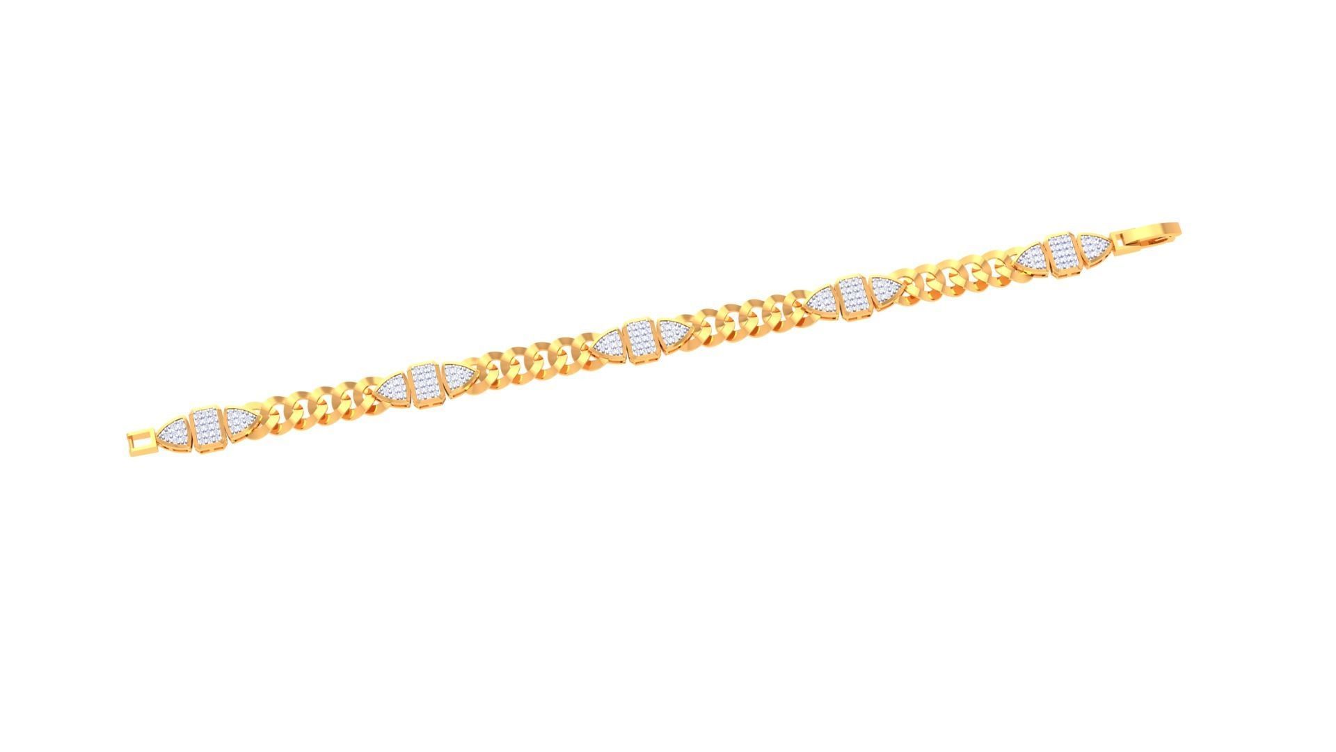 Cuban Chain Style Unisex Diamond Bracelet 3dm renders 3D print model_1