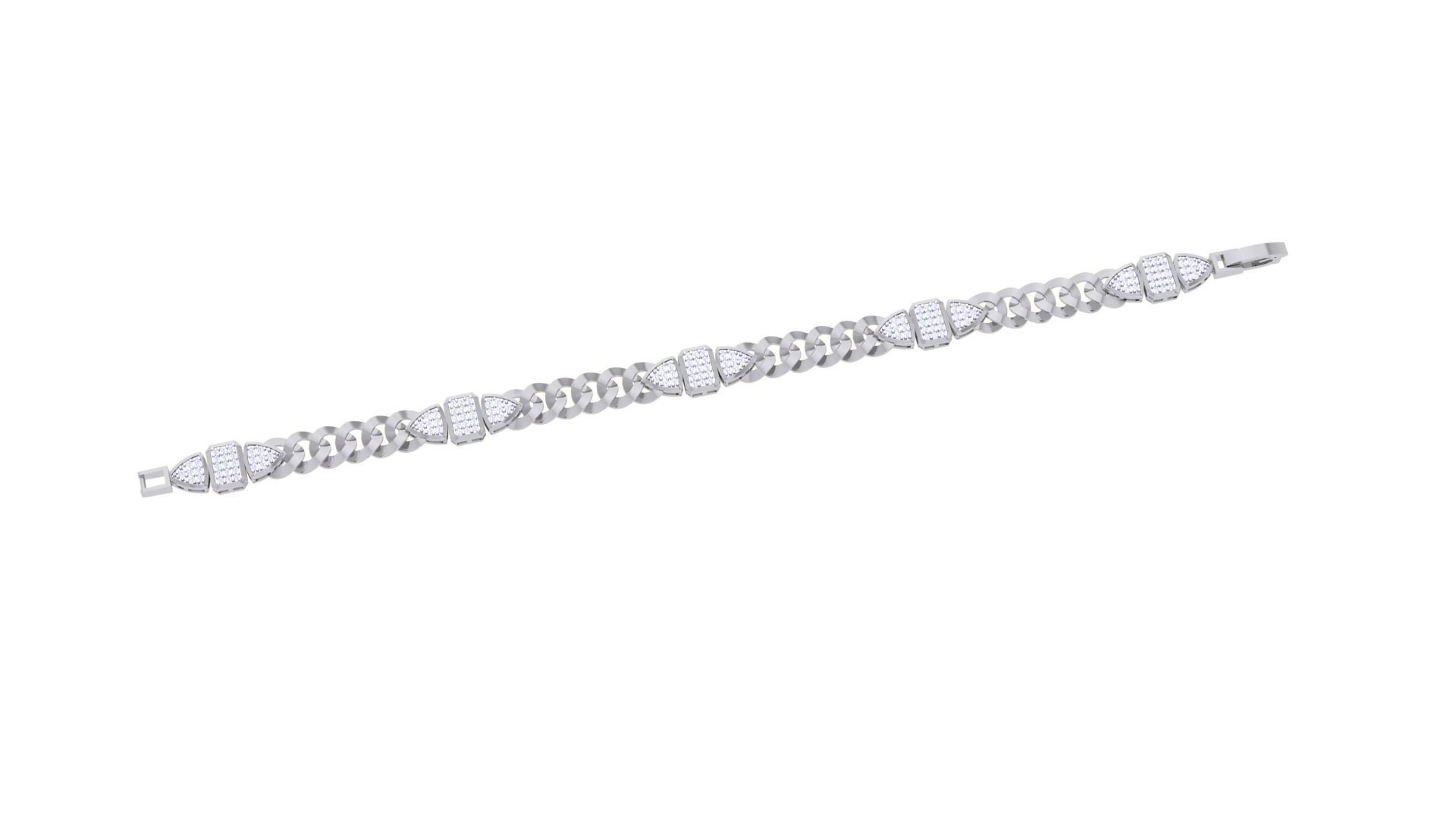 Cuban Chain Style Unisex Diamond Bracelet 3dm renders 3D print model_2