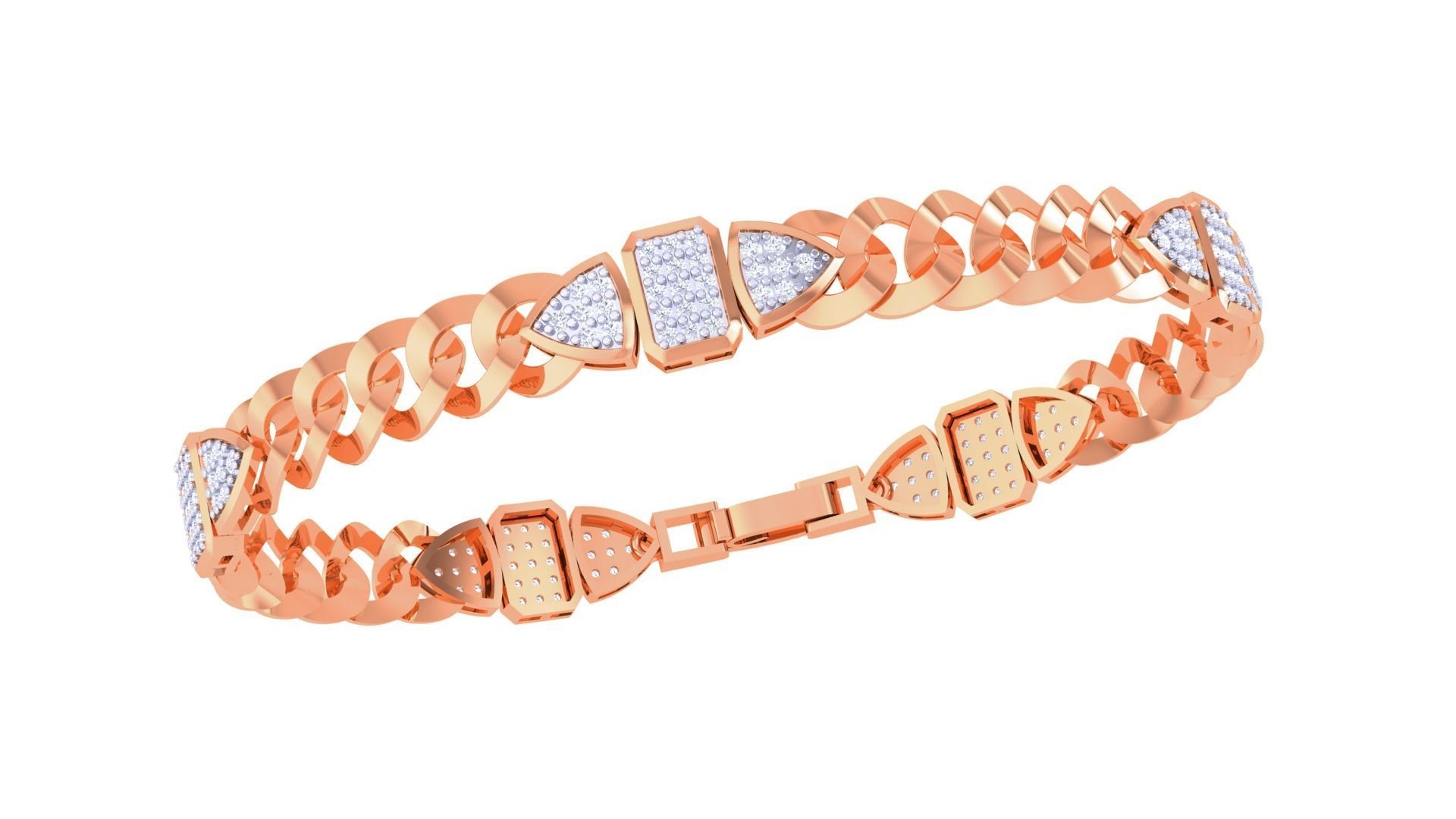 Cuban Chain Style Unisex Diamond Bracelet 3dm renders 3D print model_8