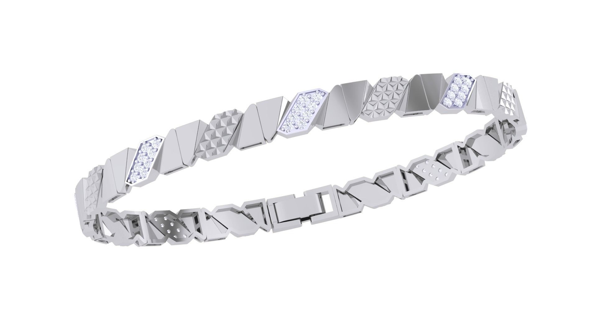 Chain Style Unisex Diamond Bracelet 3dm renders 3D print model_8