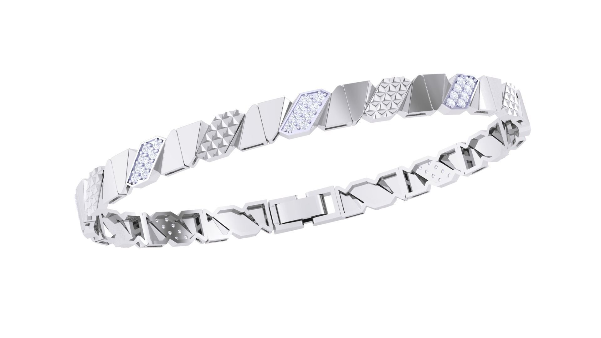 Chain Style Unisex Diamond Bracelet 3dm renders 3D print model_5
