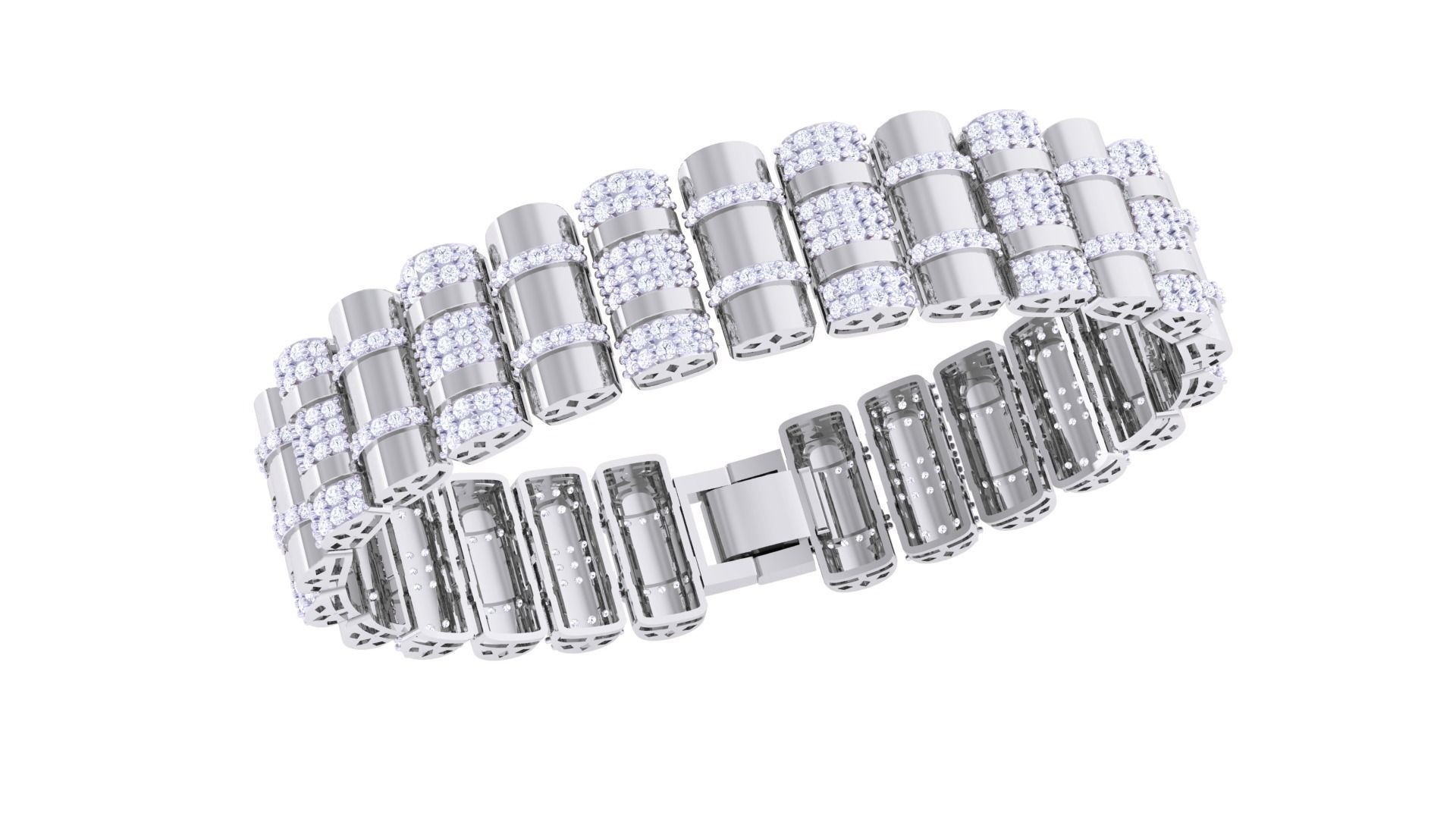 Chain Style Unisex Diamond Bracelet 3dm renders 3D print model_4