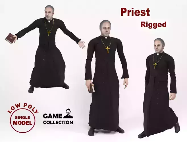 Priest Low-poly 3D model