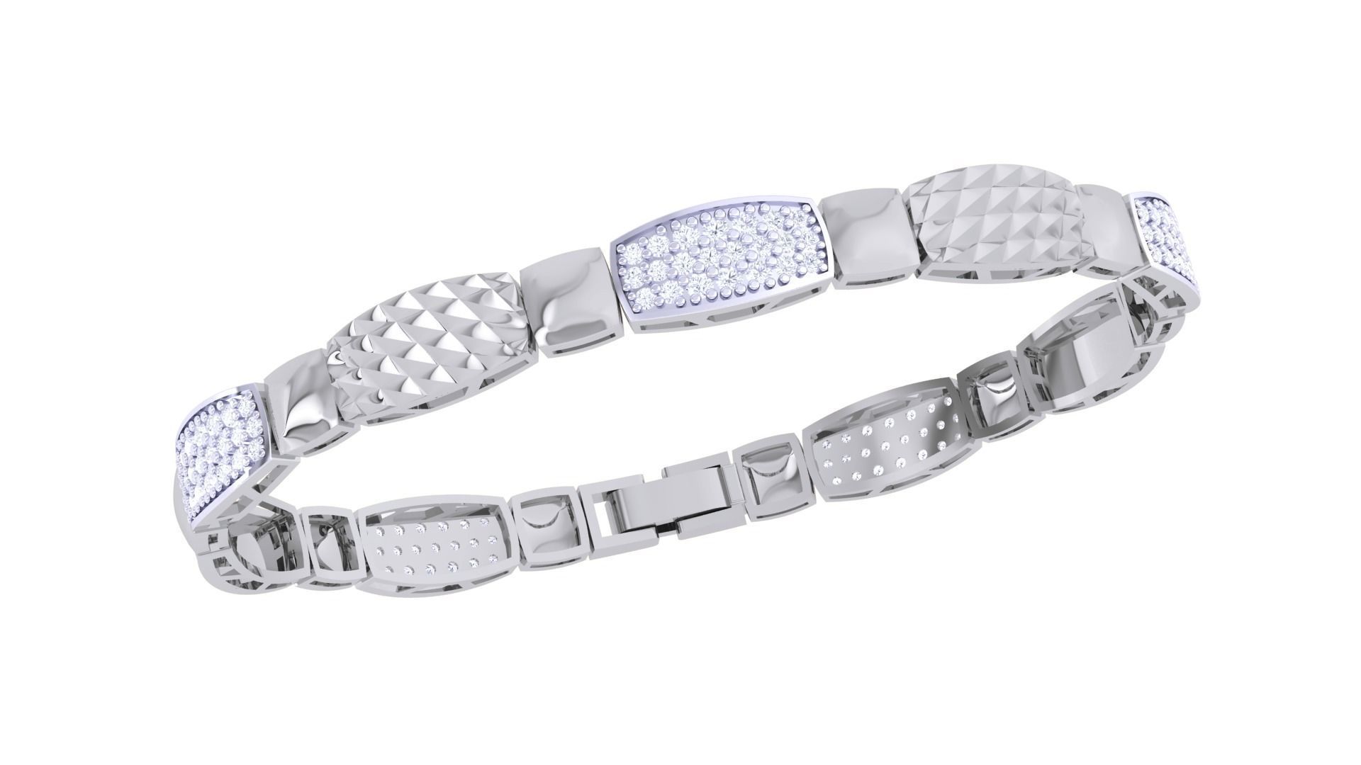 Chain Style Unisex Diamond Bracelet 3dm renders 3D print model_7