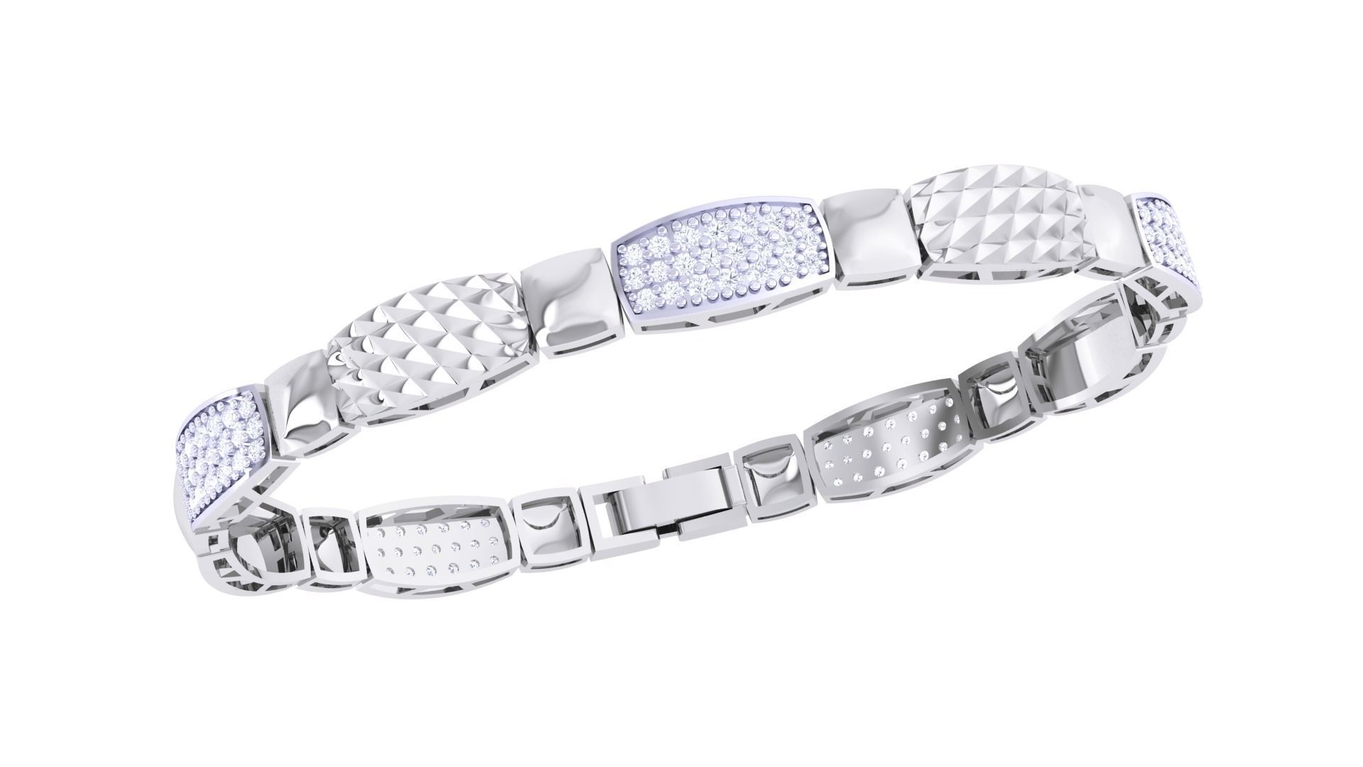 Chain Style Unisex Diamond Bracelet 3dm renders 3D print model_4