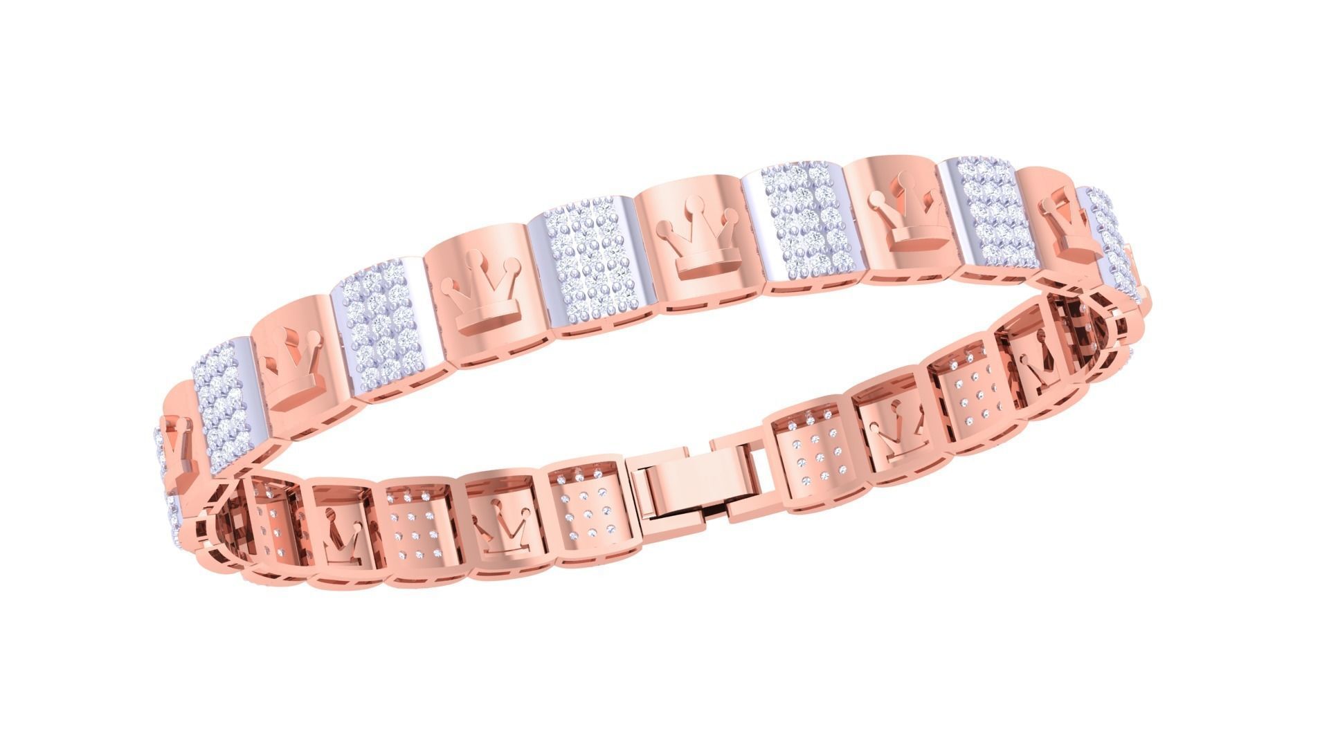 Crown Luxury Chain Style Unisex Diamond Bracelet 3dm renders 3D print model_6