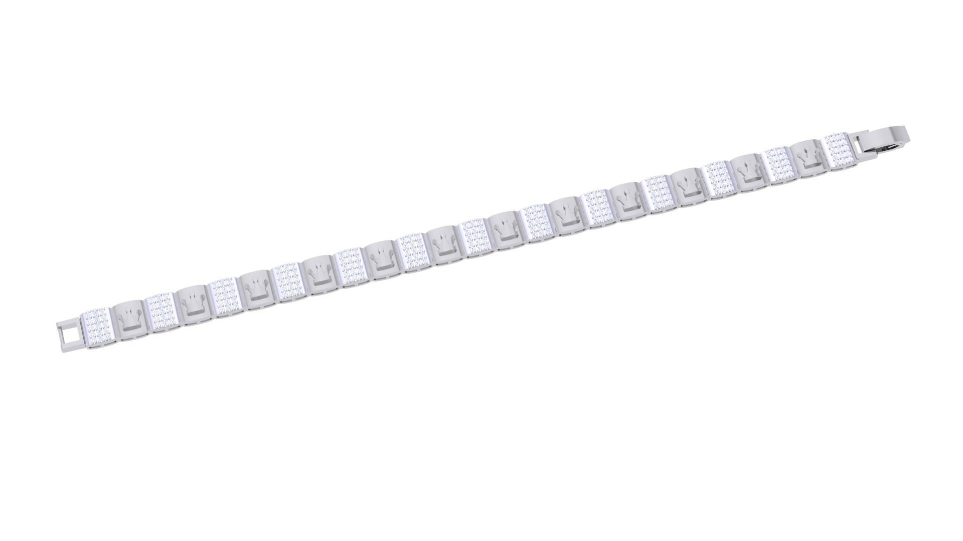 Crown Luxury Chain Style Unisex Diamond Bracelet 3dm renders 3D print model_2