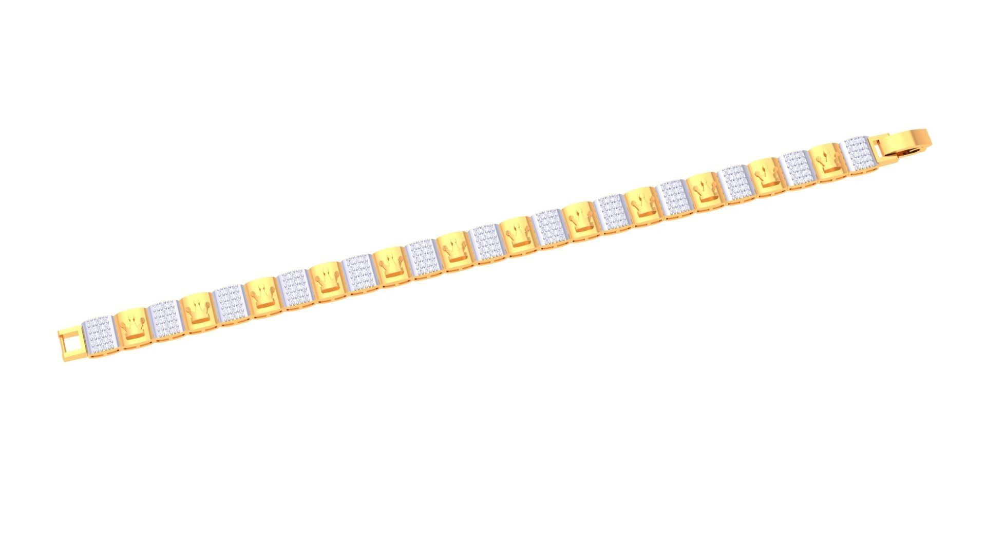 Crown Luxury Chain Style Unisex Diamond Bracelet 3dm renders 3D print model_1