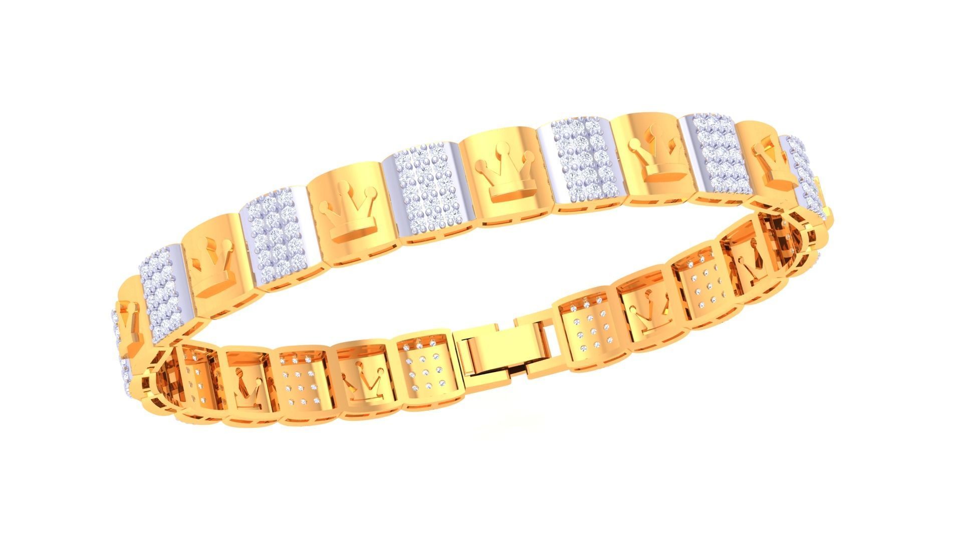Crown Luxury Chain Style Unisex Diamond Bracelet 3dm renders 3D print model_5